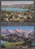 48 db régi városképeslap európai és japán városokról, közepes bélyeg berakóban