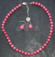 Rubin achát nyaklánc hozzáillő fülbevalóval ezüst (Ag) szerelékkel