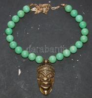 Stabilizált türkiz nyaklánc bronz medállal aranyozott ezüst lánccal