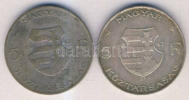 1947. 5Ft Ag (2x) "Kossuth" T:3