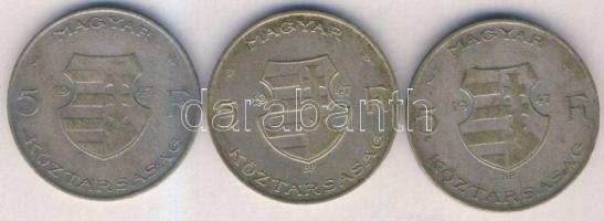 1947. 5Ft Ag (3x) "Kossuth" T:3