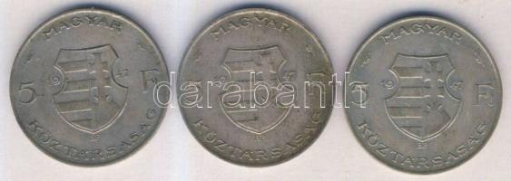 1947. 5Ft Ag (3x) "Kossuth" T:3