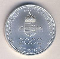 1998. 2000Ft Ag "Integráció az EU-ba - EURO II" T:BU Csak 3000db! Tanúsítvánnyal!