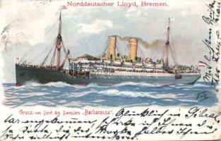 Norddeutscher Lloyd SS Barbarossa litho (small tear)