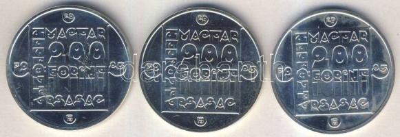 1985. 200Ft Ag 3klf db "Természetvédelem-vidra, vadmacska, mocsári teknős" T:BU