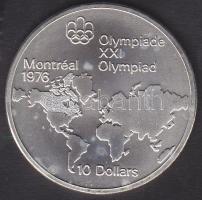 Kanada 1976. 10$ Ag "Olimpia-Világ térkép" T:1