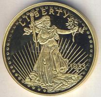 USA 2003. "1933. 20$ Liberty" 24K-os aranyozásos fém replika (32.7g) T:PP