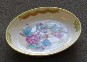 Herendi jelzéssel ellátott kézzel festett Viktória-mintás ovális tálka / Herendi handpainted chinaware tray 7,5x9,5 cm