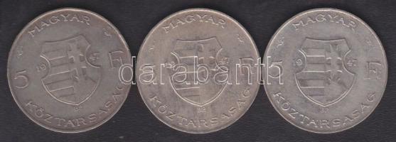 1947. 5Ft Ag (3x) "Kossuth" T:2/3,3