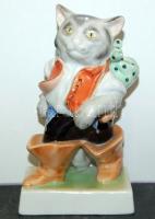 Herendi jelzéssel ellátott kézzel festett csizmás kandúr figura/Herend handpainted chinaware figure 15,5 cm