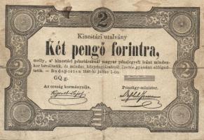 1849. 2Ft kincstári utalvány "Kossuth bankó" sorszámozás nélkül! T:III- R!