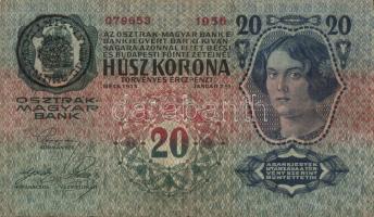 1902. 1000K + 1913. 20K (2x) + 1915. 10K minden bankjegyen román vagy "Deutschösterreich" ...