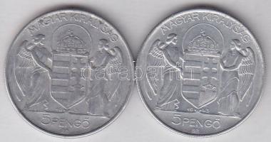 1943. 5P "Horthy balra" Alu (2x) T:2,3+