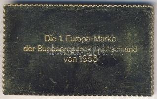 1956-tól az első európai márka a Német Szövetségi Köztársaságban, bélyeg formájú aranyozott emlékpla...