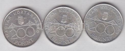 1993-94. 200Ft Ag "Deák + MNB" (3x) T:1-,2