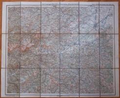 Múlt századi G. Freytag & Berndt´s Turistatérképe, vászon 55x68 cm, kis sérülések