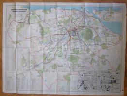 ~1939 Edinburgh Geographical Institute  Edinburgh szállító útvonalai térkép 75x101 cm kisebb-nagyobb szakadásokkal