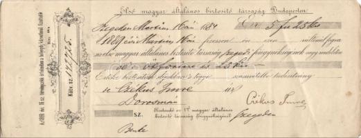 1884. Budapest - Első Magyar Általános Biztosító Társaság kötvény-számlája (2x) T:III