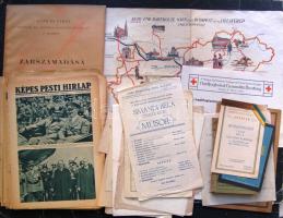 Nagy vegyes nyomtatvány tétel: Képes Pesti Hírlap 60 db száma, meghívók, zárszámadások, reklám füzetek, meghívó, katalógus, Hotel Ritz étlap
