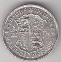 Great-Britain 1929 1/2Cr Ag George V. T:2,3+