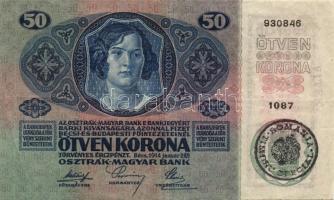 1914. 50K, 2K + 1916. 1K mindhárom román felülbélyegzéssel T:II,III+