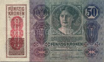 1914. 50K, 2K + 1916. 1K mindhárom román felülbélyegzéssel T:II,III+