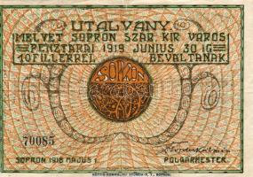 1919 Sopron 10f szükségpénz T:II