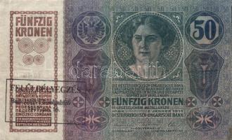 1912. 100K + 1913. 20K + 1914. 50K mindhárom "FELÜLBÉLYEGZÉS - Baja Járás Főszolgabíró - 1919. ...