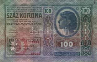 1912. 100K + 1913. 20K + 1914. 50K mindhárom "FELÜLBÉLYEGZÉS - Baja Járás Főszolgabíró - 1919. ...