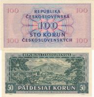 Csehszlovákia 1945-48 50K, 100K pár! 3-as pont lyukasztással T:I
