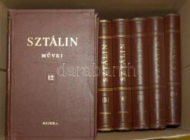 I. V. Sztálin művei 1-13. kötetek. Teljes sorozat. 1951, Szikra aranyozott kiadói műbőr kötésben