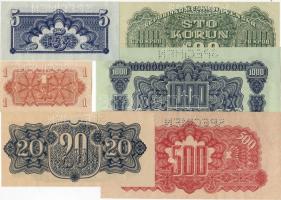 Csehszlovákia  1945 1K, 5K, 20K, 100K, 500K, 1000K "Moszvai" kadás "Specimen" ly...
