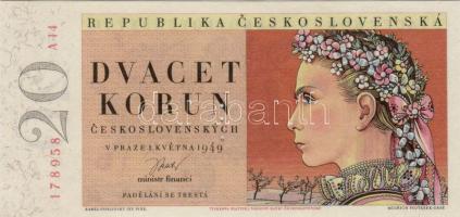 Csehszlovákia 1949 20K 3-as pont lyukasztással  T:I