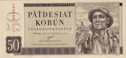 Csehszlovákia 1950 50K 3-as pont lyukasztással  T:I