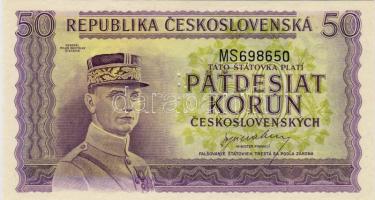 Csehszlovákia 1945 50K 3-as lyukasztással  T:I
