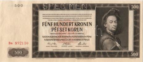 D.Reich/Cseh-Morva Protektorátus 1942 500K      (2.kiadás) "Specimen" lyukasztással T:I