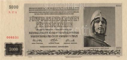 D.Reich/Cseh-Morva Protektorátus 1944 5000K "Specimen" lyukasztással T:I