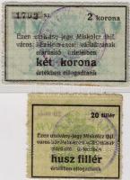 Dátum nélkül Miskolc 20f, 2K  szükségpénz 2db T:I