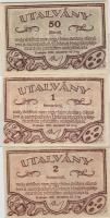 1921 "Uránia..." 50f, 1K, 2K, szükségpénz  3db T:I