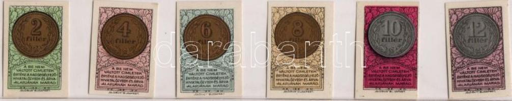 1916 Budapest 2f, 4f, 6f, 8f, 10f, 12f    szükségpénz  6db T:I