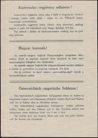 cca 1916 I. vh. olasz demoralizáló szórólap az osztrák.magyar katonák részére / WW. I. Demoralising flyer printed by Italy