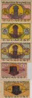 1920 "Világitási és ..." 20f, 50f, 2K, 5K,    10K  szükségpénz 5db T:I