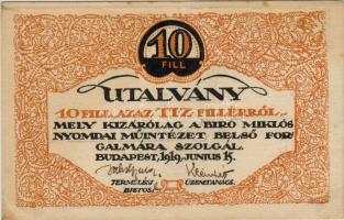 1919 "Biró Miklós..." 10f  szükségpénz T:I