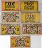1920 "Székesfehérvár..." 10f, 20f, 50f, 1K, 2K, 3K, 5K  szükségpénz 7db T:I