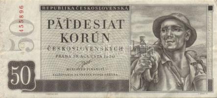 Csehszlovákia 1950. 50K + 1958. 25K + 1961. 3K (2x) egymás utáni sorszámmal + 1961. 5K (2x) T:II,III