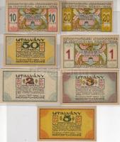 1920 "Székesfehérvár..." 10f, 20f, 50f, 1K, 2K, 3K, 5K  szükségpénz 7db T:I
