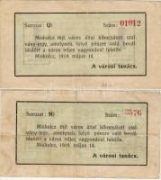 1919 Miskolc 1K 2db szükségpénz T:II