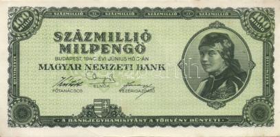 1946. 100.000.000MP (3x) kétféle színváltozat T:I-,II+ fo