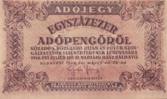 1946. 50.000AP sajtóhiba "KOVETELÉST" T:II+ hajtatlan + 100.000AP kissé felfelé tolódott e...