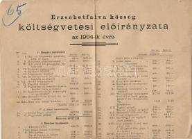 1903 Erzsébetfalva költségvetési előirányzata 1904-re